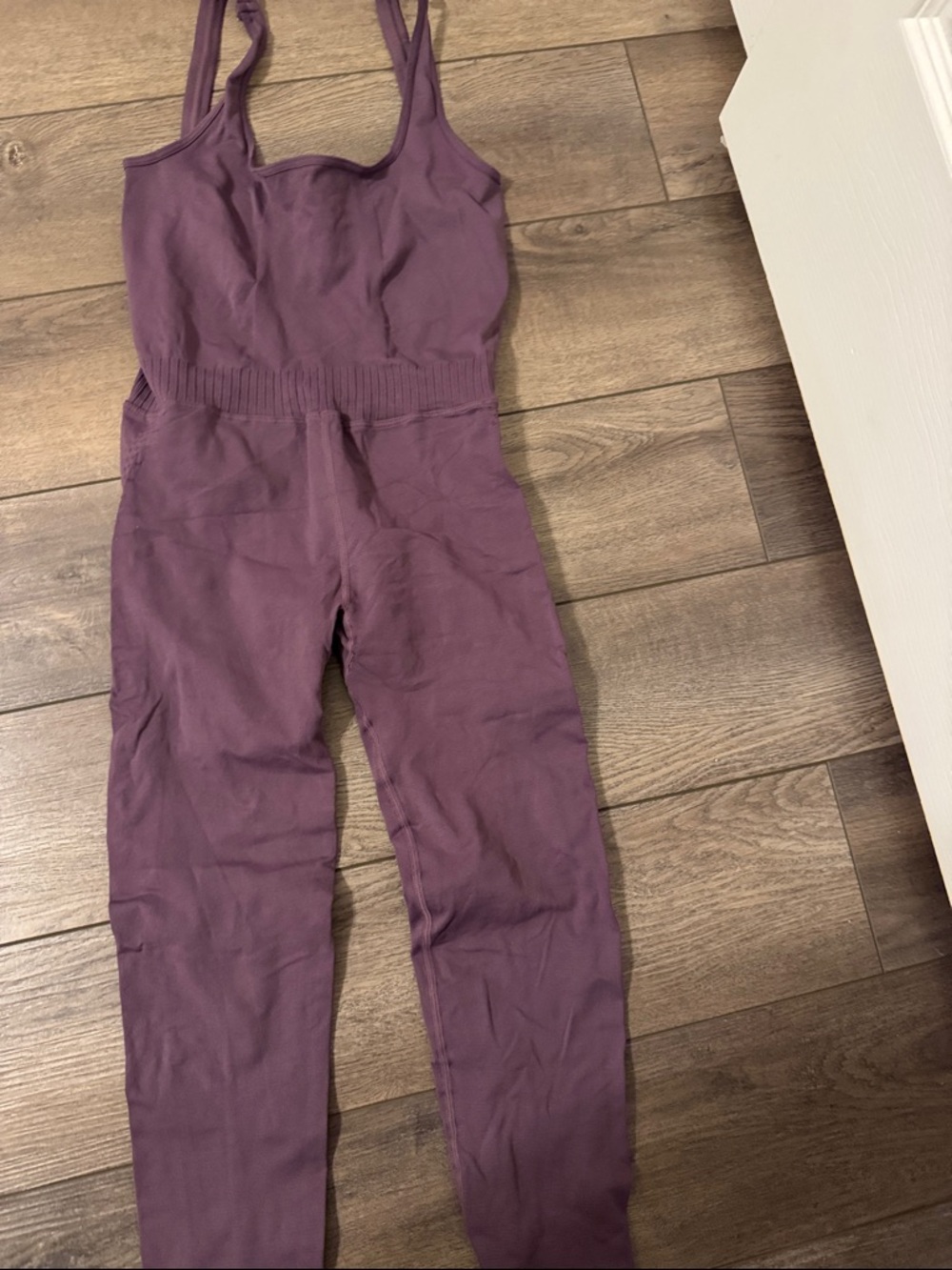 Plum Purple Ribbed Jumpsuit Workout xs Free People movement